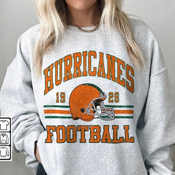 Miami Hurricanes Sweatshirts Miami Hurricanes Football Shirt Unisex 02 - Picture 1 of 1